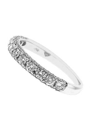 Three Side Micro-Prong Set Band with Round Diamonds in 18k White Gold
