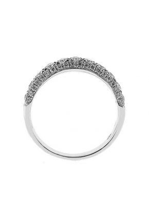 Three Side Micro-Prong Set Band with Round Diamonds in 18k White Gold