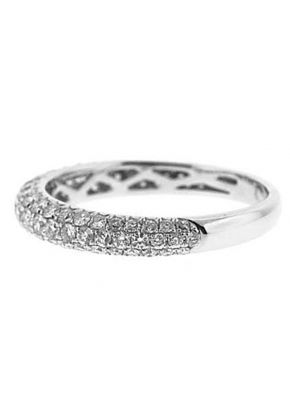 Rounded Pav?? Set Band with Rows of Diamonds in 18k White Gold