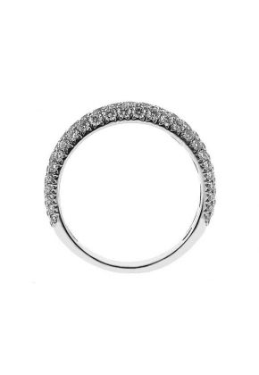 Rounded Pav?? Set Band with Rows of Diamonds in 18k White Gold