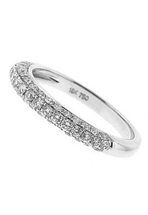 Angled Three-Side Band with Pav?? Set Round Diamonds in 18k White Gold