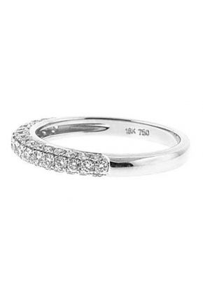 Angled Three-Side Band with Pav?? Set Round Diamonds in 18k White Gold