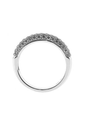 Angled Three-Side Band with Pav?? Set Round Diamonds in 18k White Gold