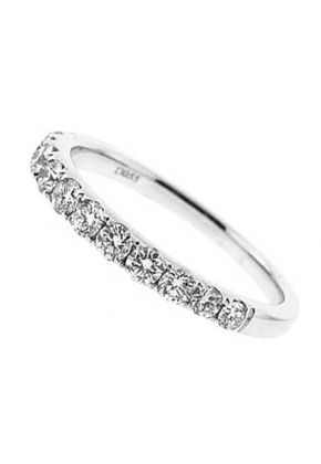 Single Row Micro-Prong Set Band with Round Diamonds in 18k White Gold