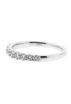 Single Row Micro-Prong Set Band with Round Diamonds in 18k White Gold