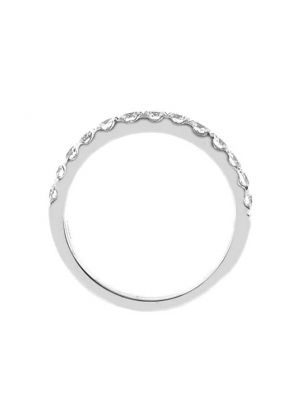 Single Row Micro-Prong Set Band with Round Diamonds in 18k White Gold