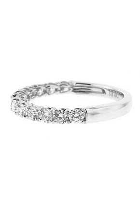 Single Row Micro-Prong Set Band with Round Diamonds in 18k White Gold