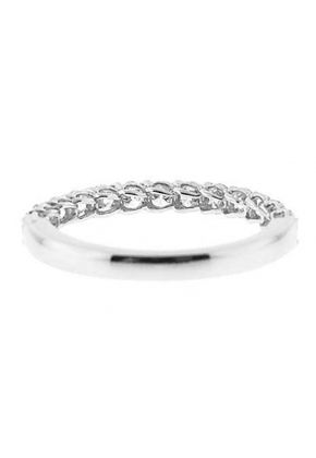 Single Row Micro-Prong Set Band with Round Diamonds in 18k White Gold