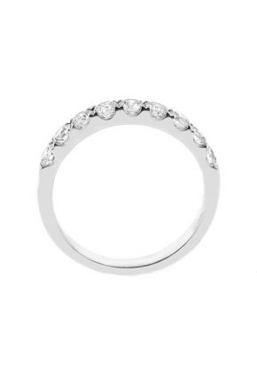Single Row Micro-Prong Set Band with Round Diamonds in 18k White Gold
