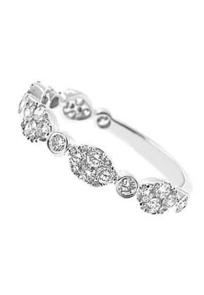 Combination Set Band with Alternating Bezel Set Diamonds and Diamond Clusters in 18k White Gold
