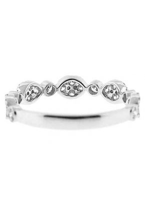 Combination Set Band with Alternating Bezel Set Diamonds and Diamond Clusters in 18k White Gold