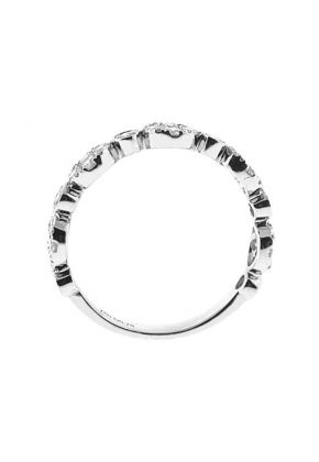 Combination Set Band with Alternating Bezel Set Diamonds and Diamond Clusters in 18k White Gold