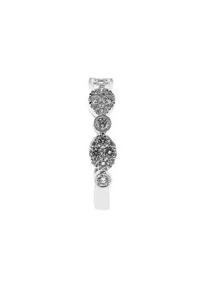 Combination Set Band with Alternating Bezel Set Diamonds and Diamond Clusters in 18k White Gold