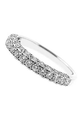 Triple Side Band with Pav?? Set Round Diamonds in 18k White Gold