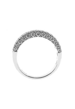 Triple Side Band with Pav?? Set Round Diamonds in 18k White Gold