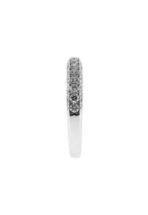 Triple Side Band with Pav?? Set Round Diamonds in 18k White Gold