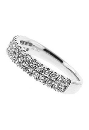 Double Row Band with Prong Set Round Diamonds in 18k White Gold