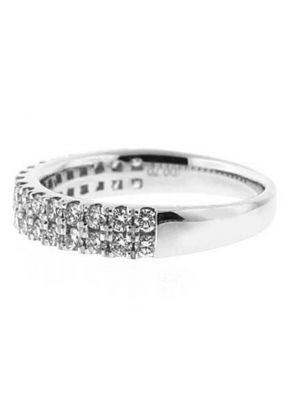 Double Row Band with Prong Set Round Diamonds in 18k White Gold