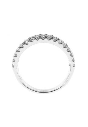 Double Row Band with Prong Set Round Diamonds in 18k White Gold