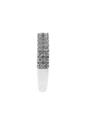 Double Row Band with Prong Set Round Diamonds in 18k White Gold
