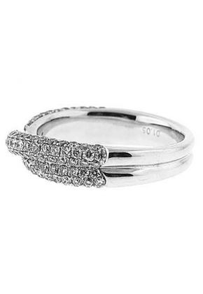 Crossover Band with Pav?? Set Round Diamonds in 18k White Gold