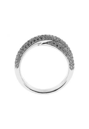 Crossover Band with Pav?? Set Round Diamonds in 18k White Gold
