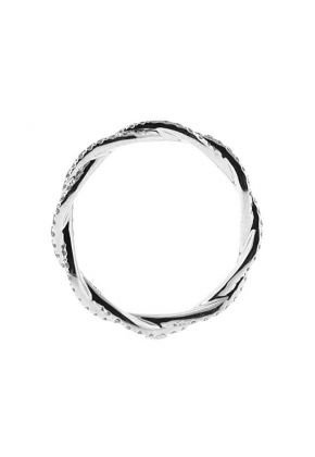 Braided Twist Eternity Band with Pav?? Set Diamonds Set in 18k White Gold