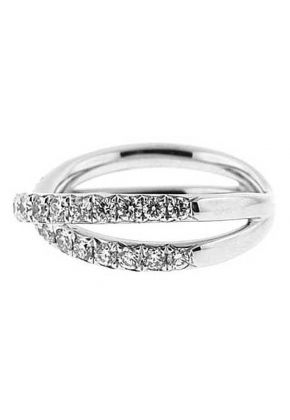 Crossover Twist Band with Micro-Prong Set Round Diamonds in 18k White Gold