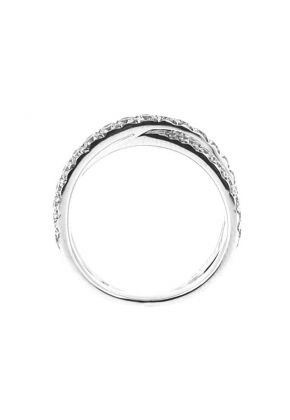 Crossover Twist Band with Micro-Prong Set Round Diamonds in 18k White Gold