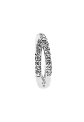 Crossover Twist Band with Micro-Prong Set Round Diamonds in 18k White Gold