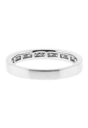 Single Row Channel Set Band with Princess Cut Diamonds in 18k White Gold