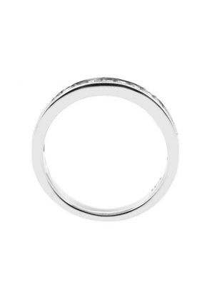 Single Row Channel Set Band with Princess Cut Diamonds in 18k White Gold