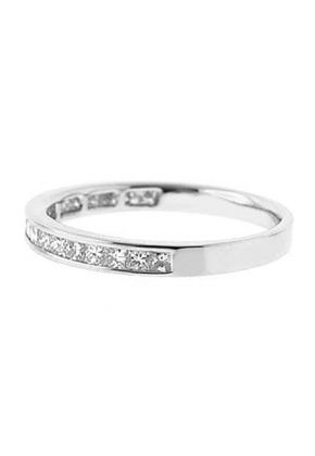 Single Row Channel Set Band with Princess Cut Diamonds in 18k White Gold