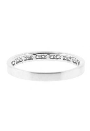 Single Row Channel Set Band with Princess Cut Diamonds in 18k White Gold