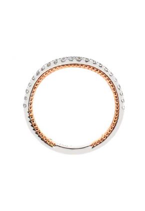Two Tone V Curve Band with Micro-Prong Set Round Diamonds in 18k White and Rose Gold