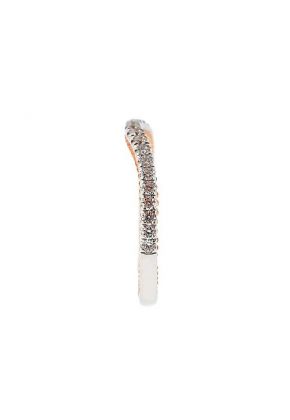 Two Tone V Curve Band with Micro-Prong Set Round Diamonds in 18k White and Rose Gold