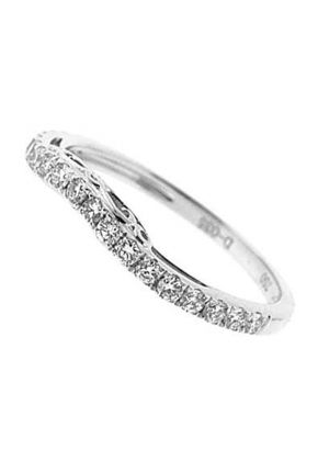 Curve Band with Filigree Side Profile and Micro-Prong Set Round Diamonds in 18k White Gold
