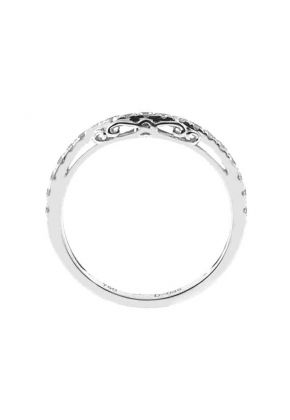 Curve Band with Filigree Side Profile and Micro-Prong Set Round Diamonds in 18k White Gold