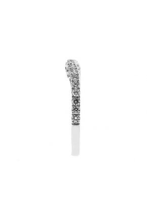 Curve Band with Filigree Side Profile and Micro-Prong Set Round Diamonds in 18k White Gold