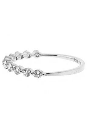 Single Row Prong Set Band with Round Diamonds in 18k White Gold