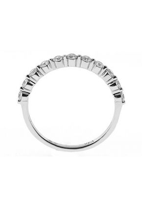 Single Row Prong Set Band with Round Diamonds in 18k White Gold