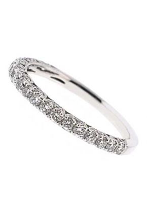Single Row Three Side Band with Beaded Milgrain and Micro-Prong Set Round Diamonds in 18k White Gold