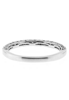 Single Row Three Side Band with Beaded Milgrain and Micro-Prong Set Round Diamonds in 18k White Gold