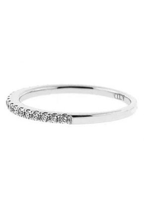 Single Row Micro-Prong Set Band with Round Diamonds in 18k White Gold