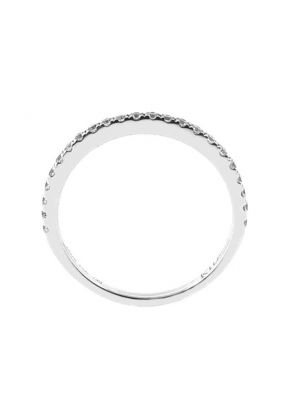 Single Row Micro-Prong Set Band with Round Diamonds in 18k White Gold