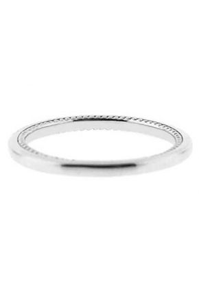 Three Side Band with Engraved Side Profile and Round Diamonds Set in 18k White Gold