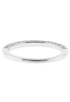 Three Side Band with Micro-Prong Set Round Diamonds in 18k White Gold