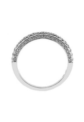Three Side Band with Micro-Prong Set Round Diamonds in 18k White Gold