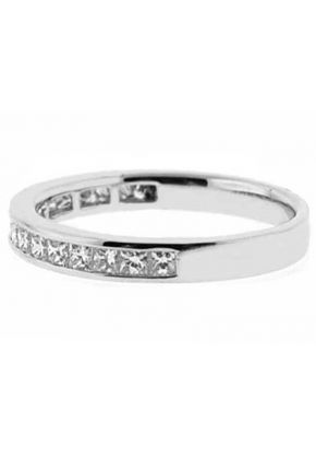Single Row Channel Set Band with Princess Cut Diamonds in 18k White Gold