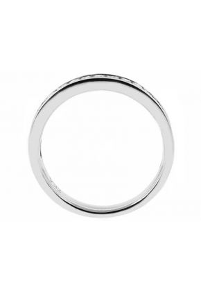 Single Row Channel Set Band with Princess Cut Diamonds in 18k White Gold